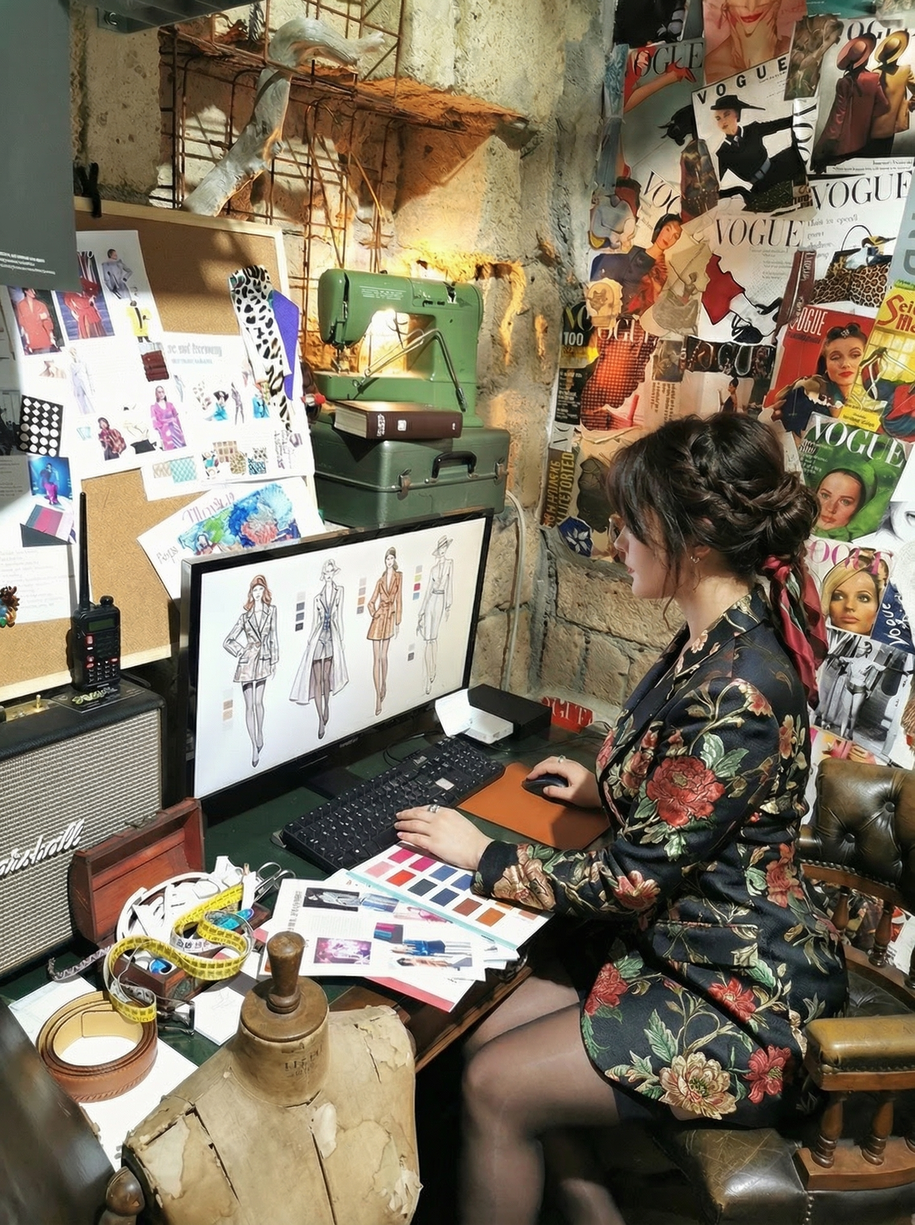 Direzione artistica — stilista al lavoro su bozzetti